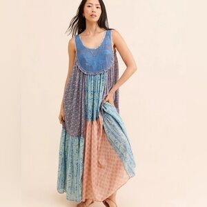 Free People Blue and Pink Maxi Dress